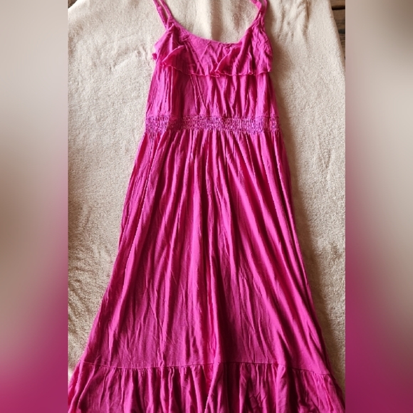 Pink Ruffled Tiered Sundress with Spaghetti Straps - Picture 1 of 2
